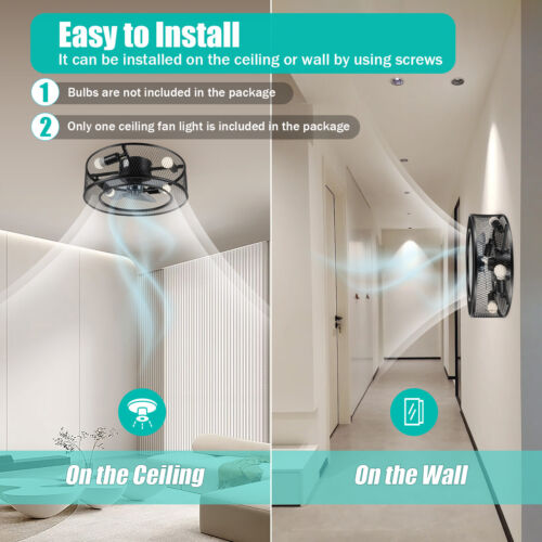 Modern LED Ceiling Fan Light Semi Flush Mount Caged Fan Lamp with Remote Control - Picture 5 of 12