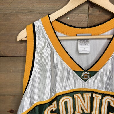 VTG Reebok Seattle Super Sonic Gary Payton #20 White Green Jersey