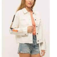 Mystree Striped Patchwork Trucker Jacket L