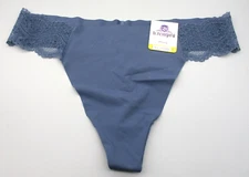 b. tempt'd Wacoal~M 6~976267~Vintage Indigo Blue b. bare Thong Panty