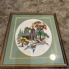 Needle Point Professional Framed H 19 1/2in  W 17 1/2 in