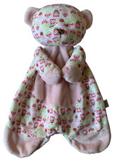 Baby Ganz Sleepy Time Bear Lovey Security Blanket Owl Green Pink Brown White