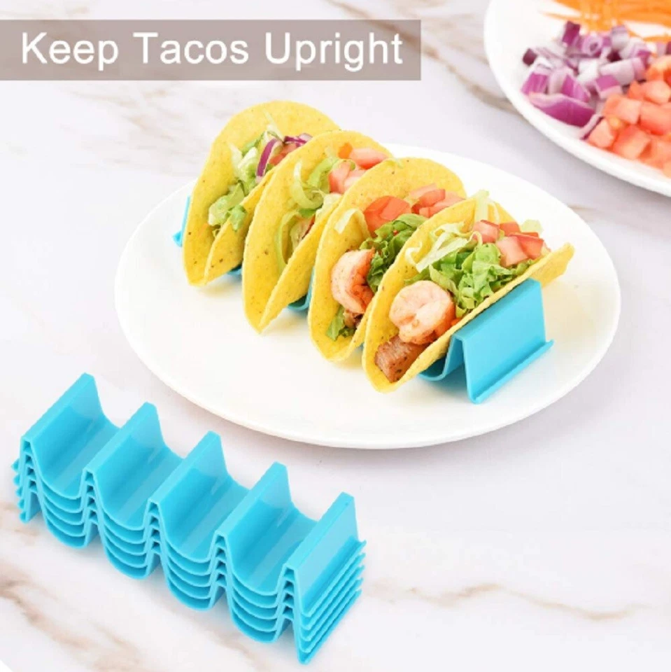 4-Pack Wave Taco Holder Stand – BPA-Free Plastic Rack Tray for Mexican Cooking - Image 4 of 4