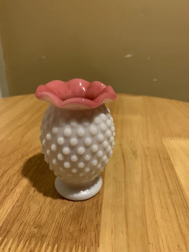 Vintage Fenton Hobnail Peach Blow Small Vase