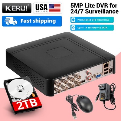 8 Channel Surveillance DVR H.265 Compression Integrated 2TB Hard Drive Storage