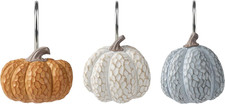Fall Pumpkin Decorative Shower Curtain Hooks, Autumn Harvest Festival Shower Cur
