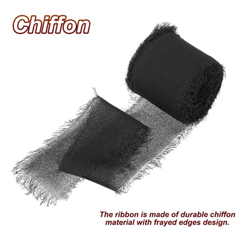 1.5" x 5 Yard Fransen Chiffon Seidenband 3 Rolle Ausgefranste Kanten Band Set#16 - Bild 3 von 7