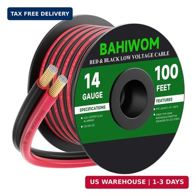 14 Gauge Wire 100FT 12V/24V DC Low Voltage Electrical Wire | Flexible PVC Jacket