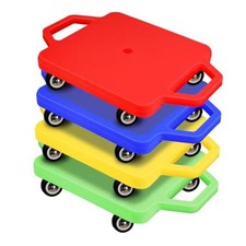 4 Pcs Sports Scooter Board with Handles for Kids Blue,Yellow,Pastel Green,Red