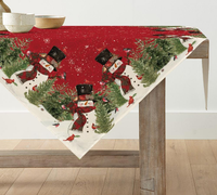 Rot Schneemann BäUme Weihnachten Tischdecke, Saisonnal TischwäSche Winter KüChe