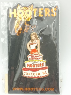 Concord NC HAPPY BIRTHDAY PARTY CAKE FROM HOOTERS, WAITRESS GIRL LAPEL PIN