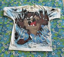 Vintage 90s Taz Wild Thing T-shirt Freeze Looney Tunes Large AOP