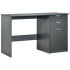 Stylish Grey Computer Desk With Drawers, Sleek Finish, Home Office Workstation