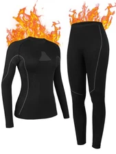 Women Thermal Top and Bottom Set Long Underwear Sets 2 Piece Base Layer Skiin...