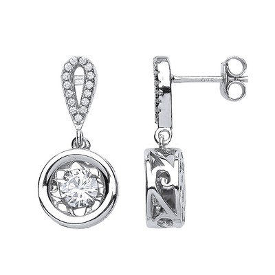 Silver Jewelco London CZ Solitaire Drop Earrings