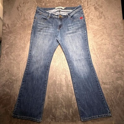 Vtg Ecko Red Jeans Women 16 Blue Bootcut Mid Rise Y2K Embroidered Logo Denim