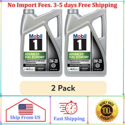 2 Pack Mobil 1 Advanced Fuel Economy Full Synthetic Motor Oil 0W-20, 5 Quart