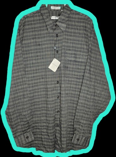 Guy Laroche, NEW Vintage Guy Laroche Button Down Dress Shirt-Mens 2XLT/Tall XXL-Grey/Tan/Blac