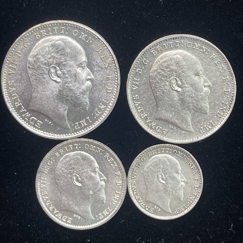 1908 Edward VII silver Maundy set coins. - silver coins, Maundy set - Picture 3 of 5