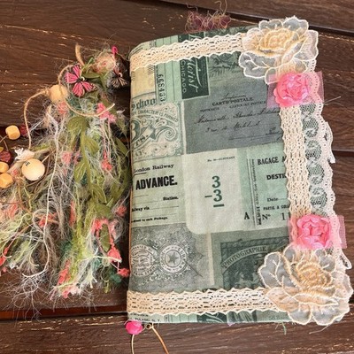 Tim Holtz Themed Junk Journal Green 3 Signatures Grungy Chunky Decorated Scrappy