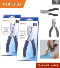 Effortless 1 Hole Puncher with Soft Grip, 8 Sheet Capacity - 2 Pack Black