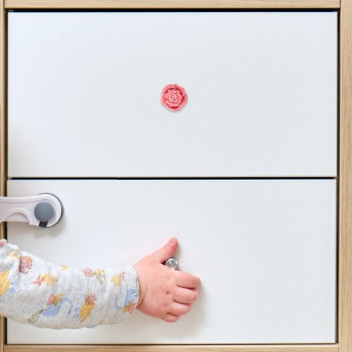 2 Pcs Rose Ceramic Handle Baby Girl Door Knobs Roses Porcelain Drawer - Picture 2 of 12