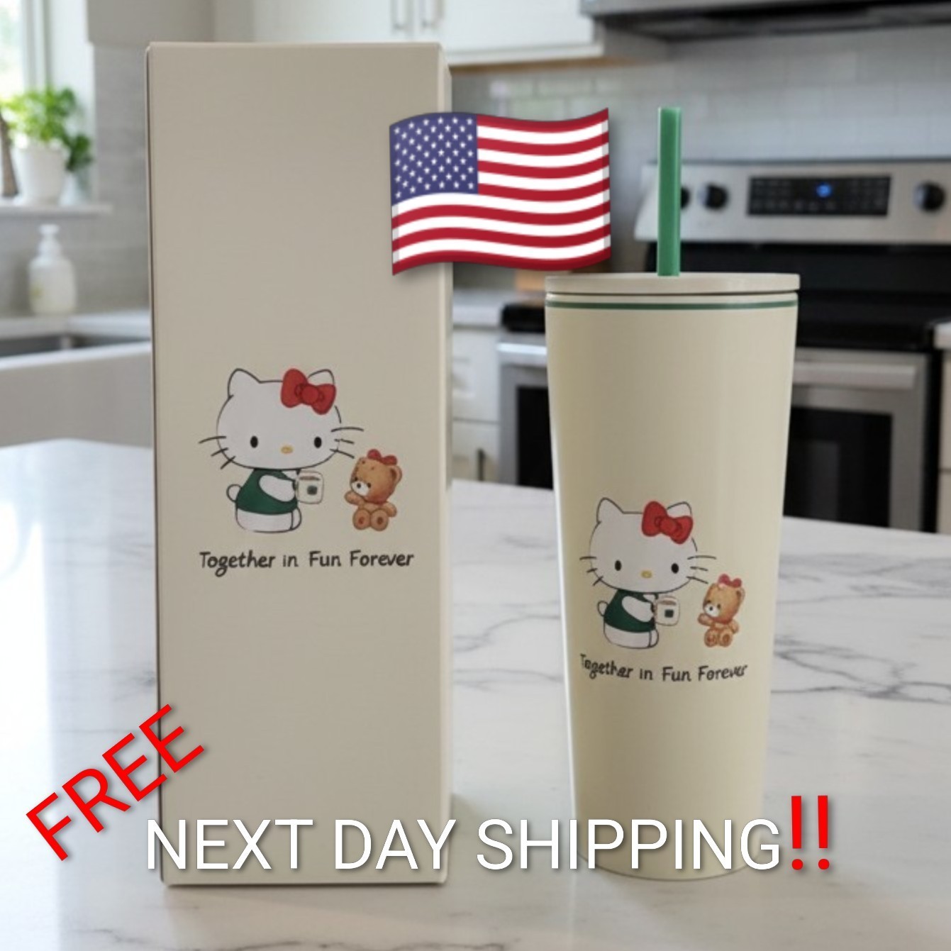 US Seller Brand New Starbucks x Hello Kitty Cold Cup Tumbler Limited Edition