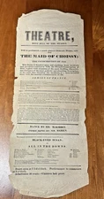 ANTIQUE! 1860s (?) Theatre Playbill Broadside The Maid of Croissy / Black-Eyed