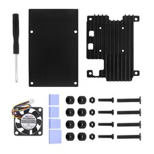 Black Alloy Protective Case for Raspberry Pi 5 Motherboards With Cooling Fan