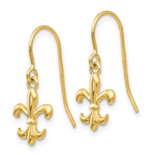 14k Fleur de lis Dangle French Hook Earrings YE1677