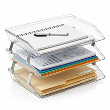 3 Tier Letter Tray Side Load Letter Size, Office Desk File Document Organizer...