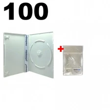 100 SLIM Solid White Color Single DVD Cases 7MM & 100 OPP Bags
