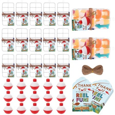15 Pieces Fishing Party Favors Little Candy Tackle Boxes with Red White Float...