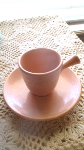 RARE HTF Fiesta Demitasse AD Stick Handle Cup & Saucer Apricot 1st Quality EX