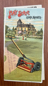 1891 color illustrated advertising brochure Bay State Lawn  Mowers