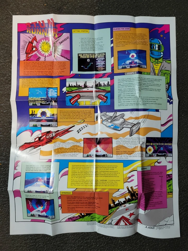 S.T.U.N Runner (Atari Lynx, 1991) Poster/Manual ONLY - Image 2 of 3
