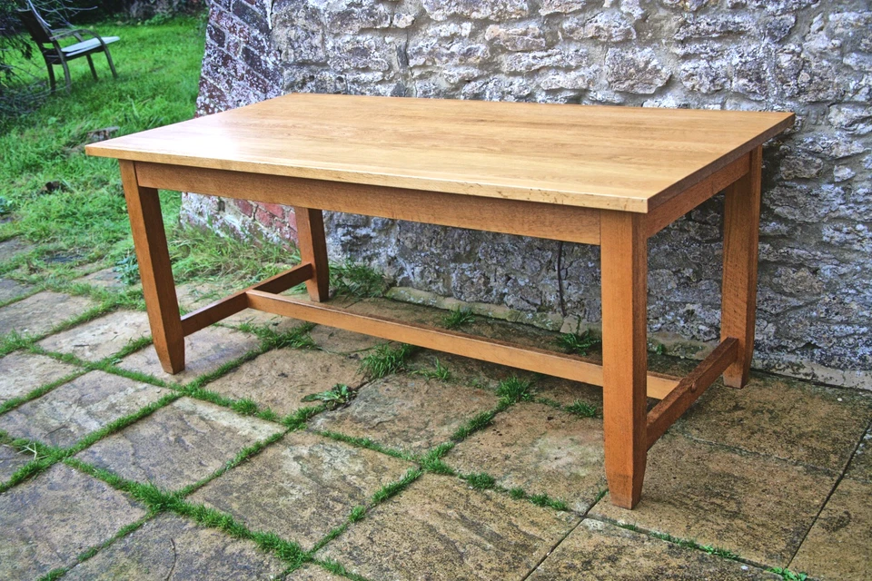 Lovely Rare Rustic Solid Oak French Plank Top Refectory Farmhouse Table - Image 2 of 4