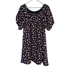 Ann Taylor Blue  Puff Sleeve Animal print Dress Flowy Casual Boho Sz S