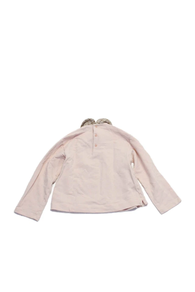 Il Gufo Girls Collared Long Sleeves Basic Blouse Pink Size 6 - Image 2 of 4