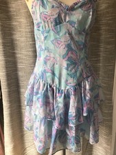 Wild Fable blue floral ruffle tank dress Size S 100 polyester