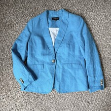 Talbots 100 Linen Blazer Turquoise Blue 4 Petite Jacket Preppy Career NEW