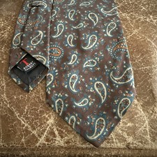 Robert Talbott All Silk Italian Madder Brown  Green Paisley