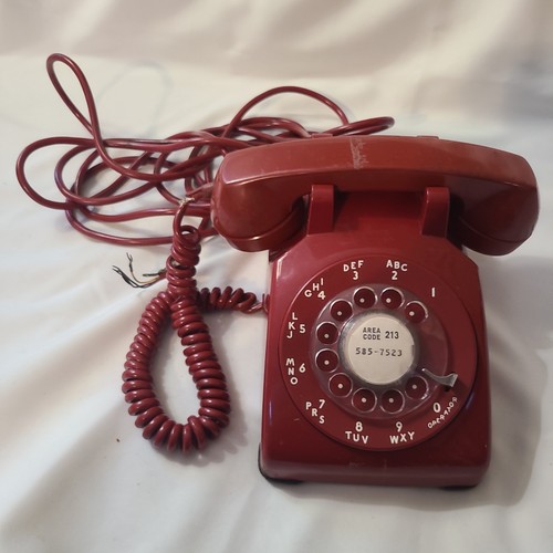 Red Rotary DialDesk Phone Bell System Western Electric 5/76 wired untested 500CD
