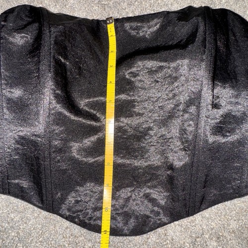 Y2K Black Satin Strapless Bustier Corset Crop Top Grunge Punk Size 8/10 M/L Zip - Picture 11 of 12