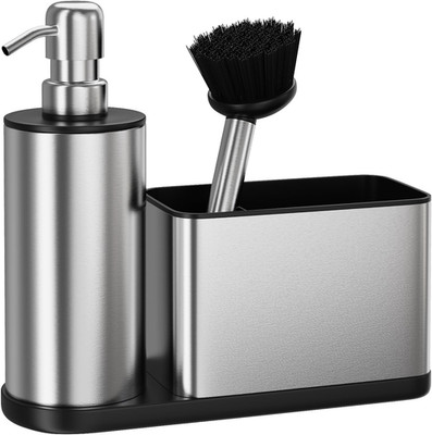 Kitchen Soap Dispenser Set - 3 in 1, Stainless Steel Dish Soap Dispenser with Sp