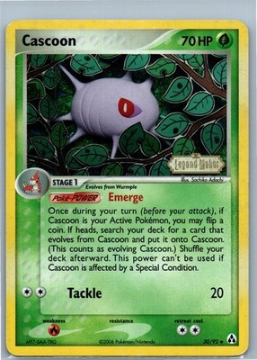 Pokemon Card - Cascoon Legend Maker 30/92 Uncommon Reverse Holo STAMPED