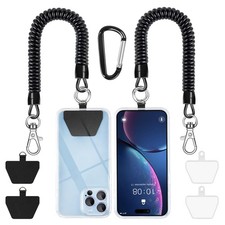 SHANSHUI Phone Lanyard Tether, Anti Theft Spring One Size, Black X2