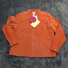 Quacker Factory Corduroy Jacket Womens Large Zip Front Rhinestone NWT QVC