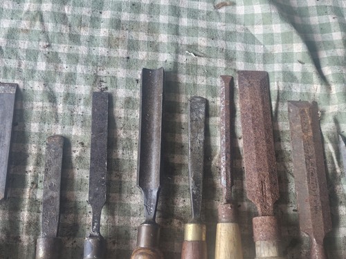 Lote de cinceles mixtos para carpintería de trabajo. Gubias, borde biselado. Varios fabricantes - Imagen 2 de 12