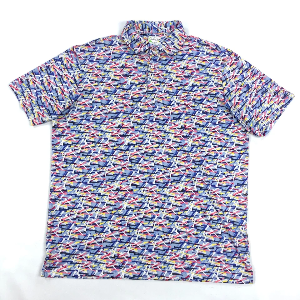 TailorByrd Polo Shirt Men XL Golf Tee Performance All Over Print Colorful - Image 2 of 4